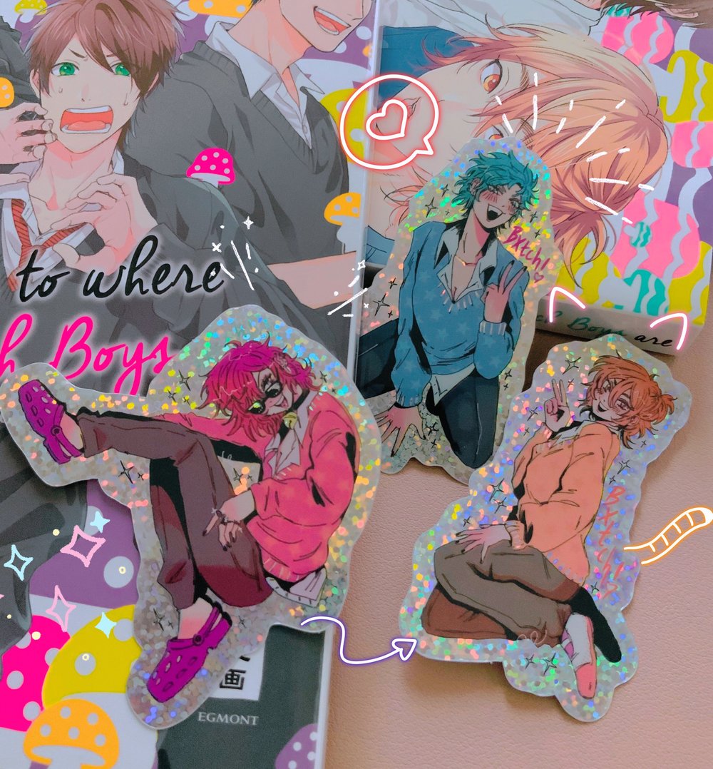 Image of Yarichin B✦tch Club 8cm glitter holo stickers