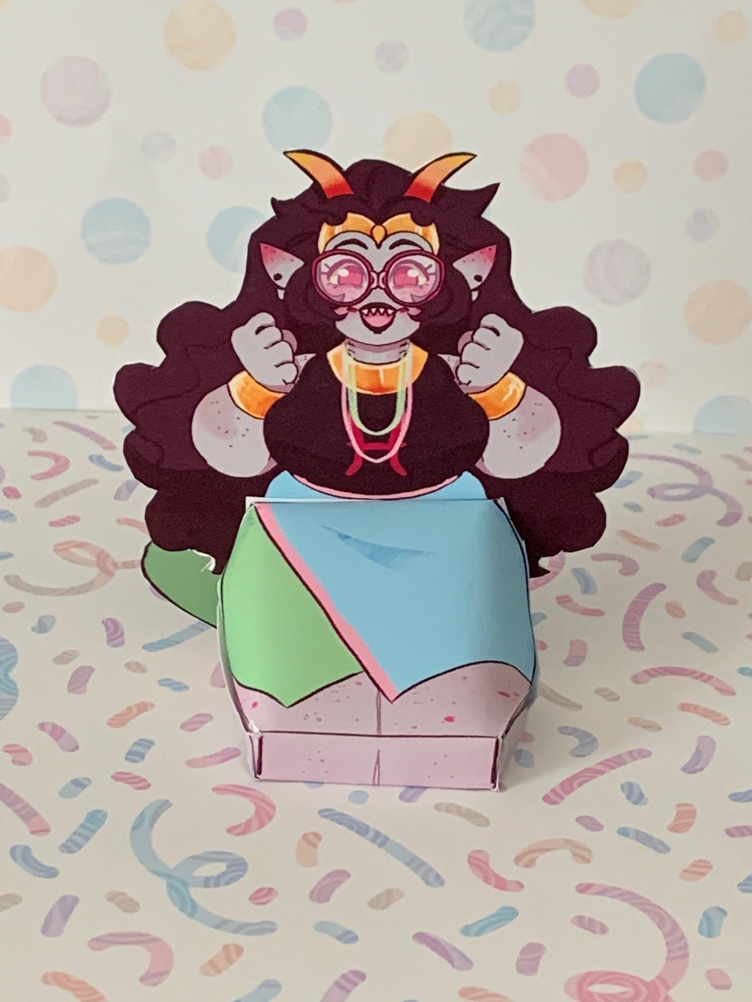 Image of Printable DIY sitting Feferi Homestuck paper craft