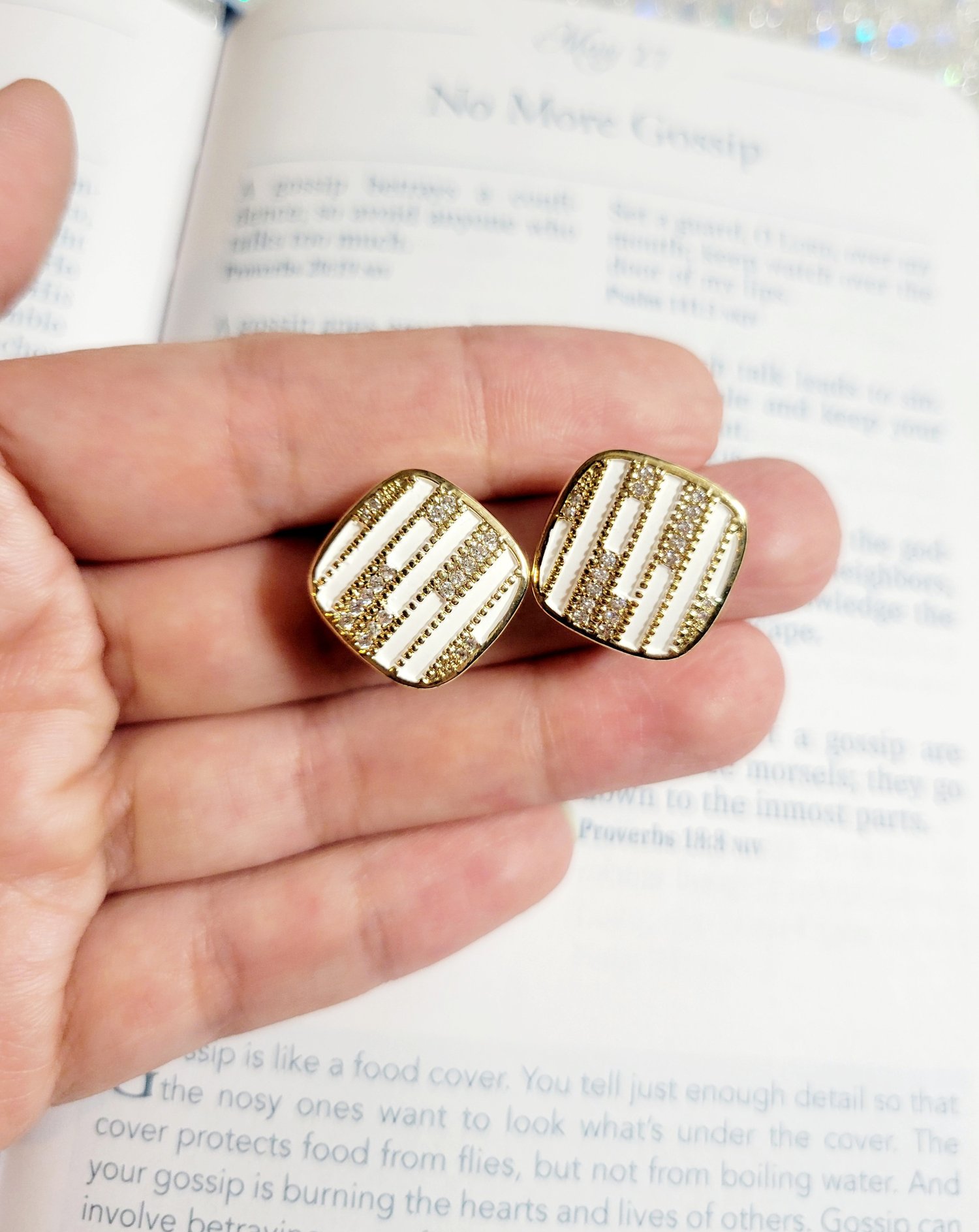 Image of Zircon and Enamel Earrings