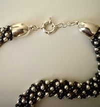 Image 4 of Grey & White Beaded Rope Stitch Necklace