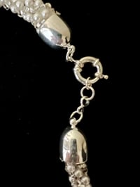 Image 4 of Silver and White Beaded Rope Stitch Necklace