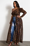 ELEGANT LONG ONE SHOULDER MAXI TOP - LETTER PRINT-PLUS SIZE