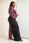 SWEATER OPEN SLEEVE TOP AND WIDE PANT SET - PLUS SIZE