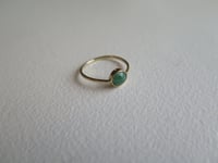Image 2 of Genuine Jade Cabochon 14k Yellow Gold Hand Made Solid Gold Stackable Minimalist Ring