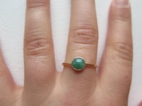 Image 4 of Genuine Jade Cabochon 14k Yellow Gold Hand Made Solid Gold Stackable Minimalist Ring