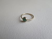 Image 5 of Genuine Jade Cabochon 14k Yellow Gold Hand Made Solid Gold Stackable Minimalist Ring