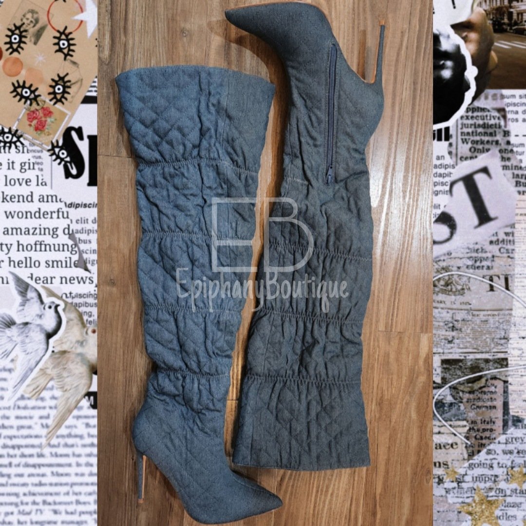 Image of The Quilted Denim Boots