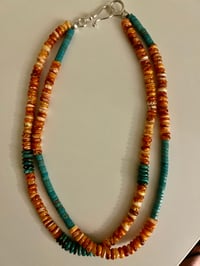 Image 1 of Turquoise & Coral Double Strand Necklace