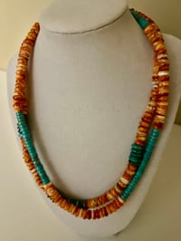 Image 2 of Turquoise & Coral Double Strand Necklace
