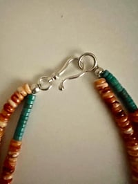 Image 3 of Turquoise & Coral Double Strand Necklace