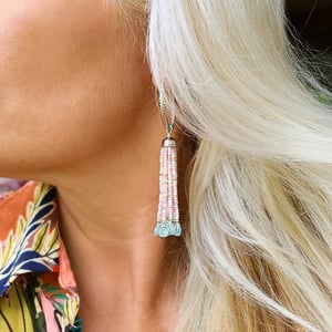 Vintage Hoop & Aquamarine Tassel Earrings