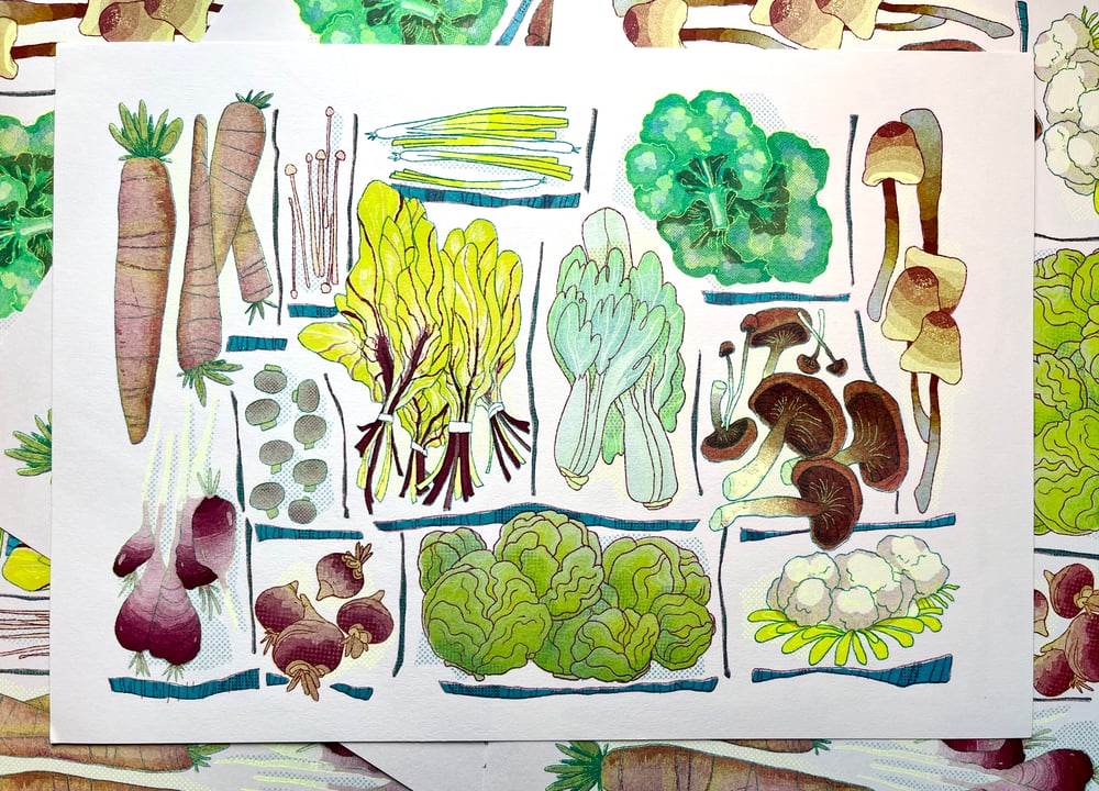 Image of Veggie Market Risograph Print