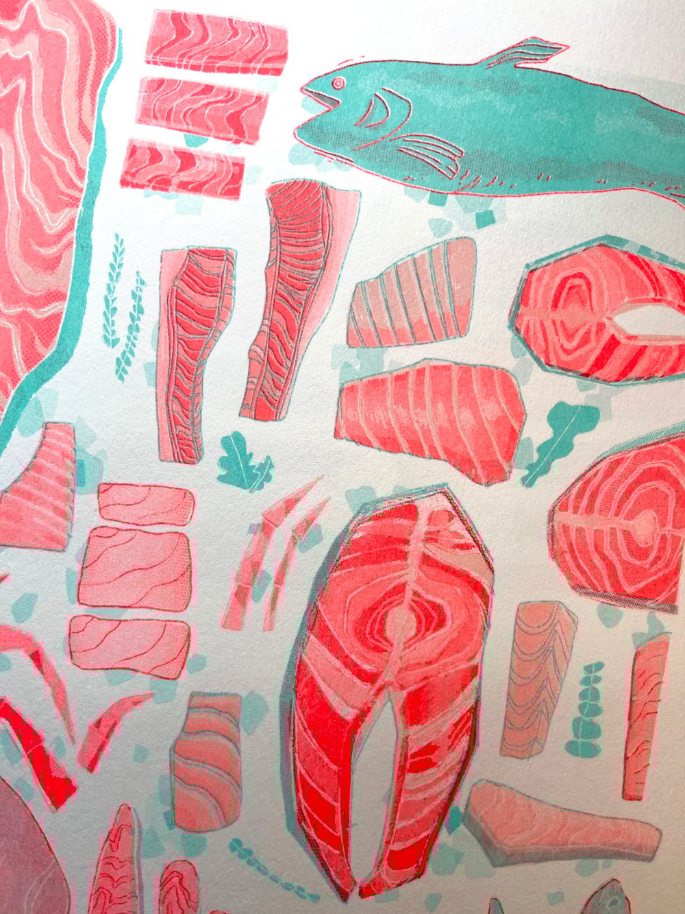 Image of Fish Market Risograph Print