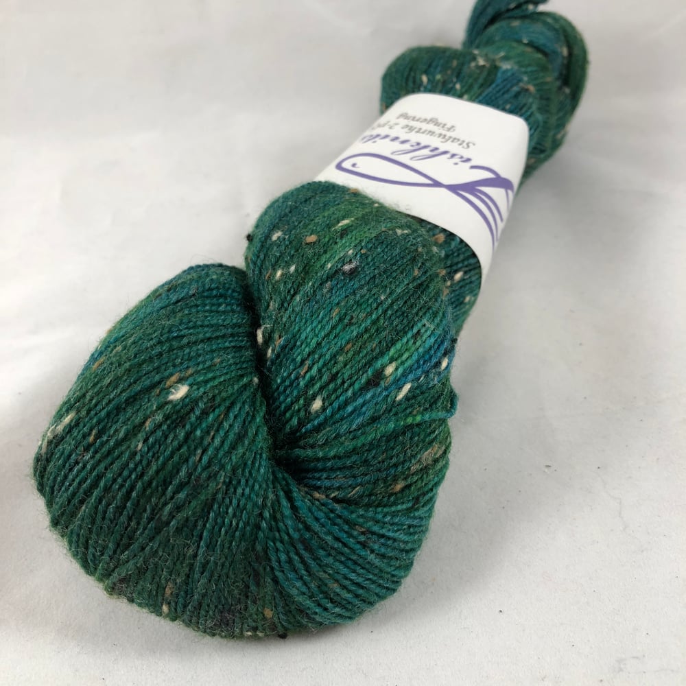 Image of Green sleeves on tweedy Stalwurthe fingering weight