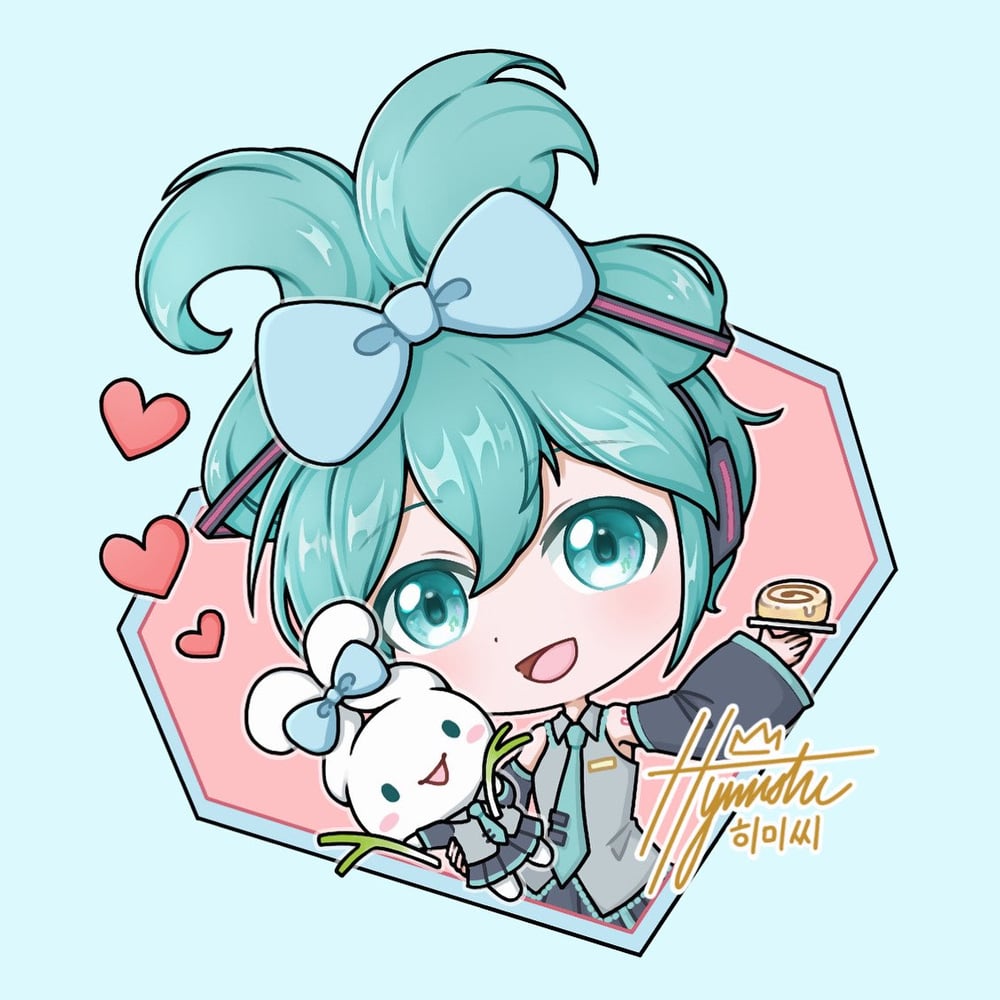 Image of Miku x Cinnamonroll Charm + Sticker