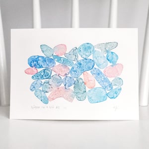 Pink & Blue Sea Glass #2, Original Watercolour