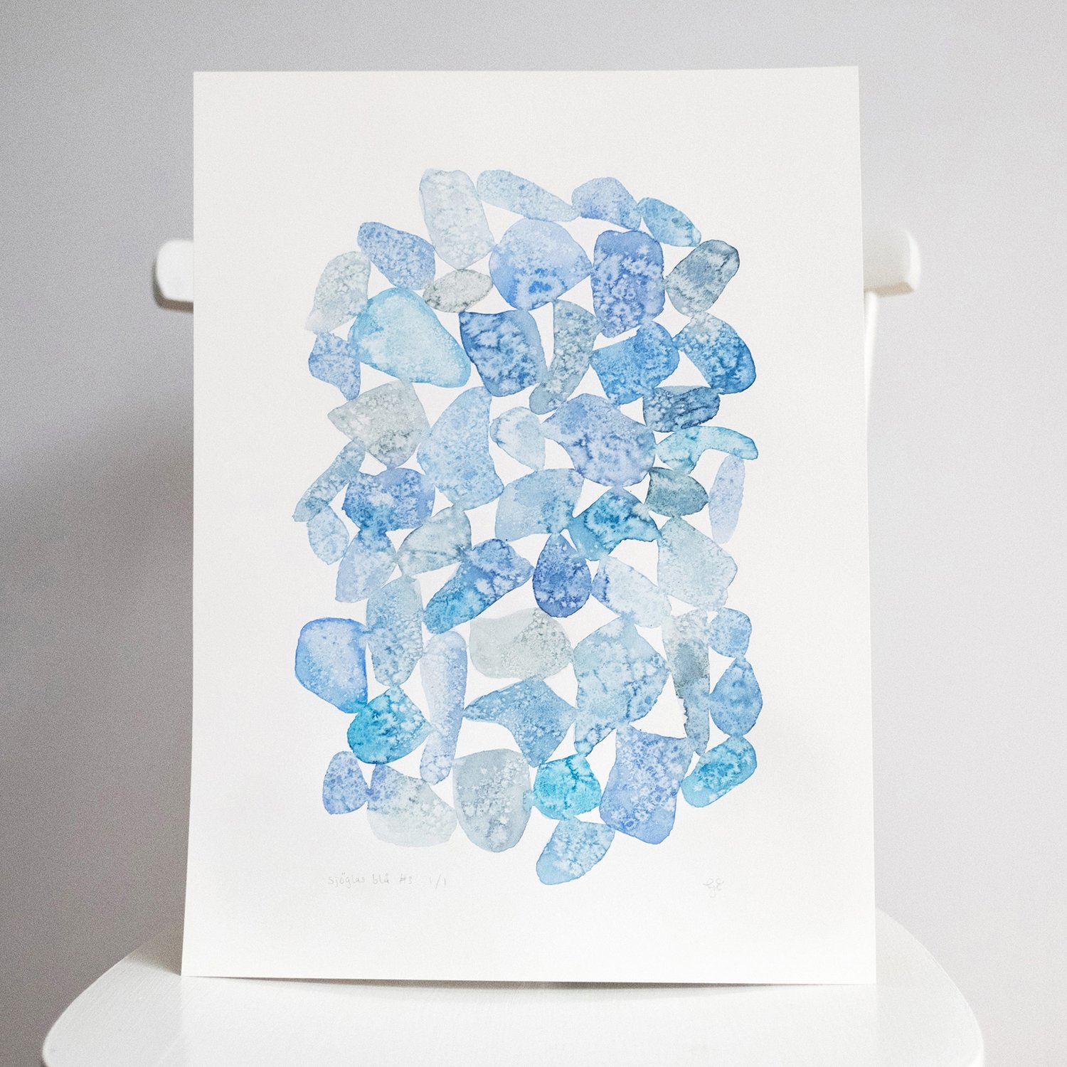 Blue Sea Glass #3, Original Watercolour