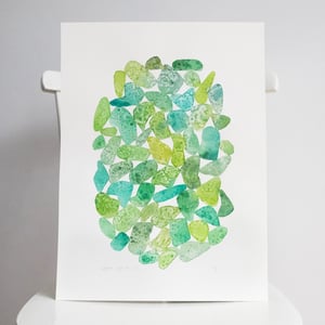 Green Sea Glass #1, Original Watercolour