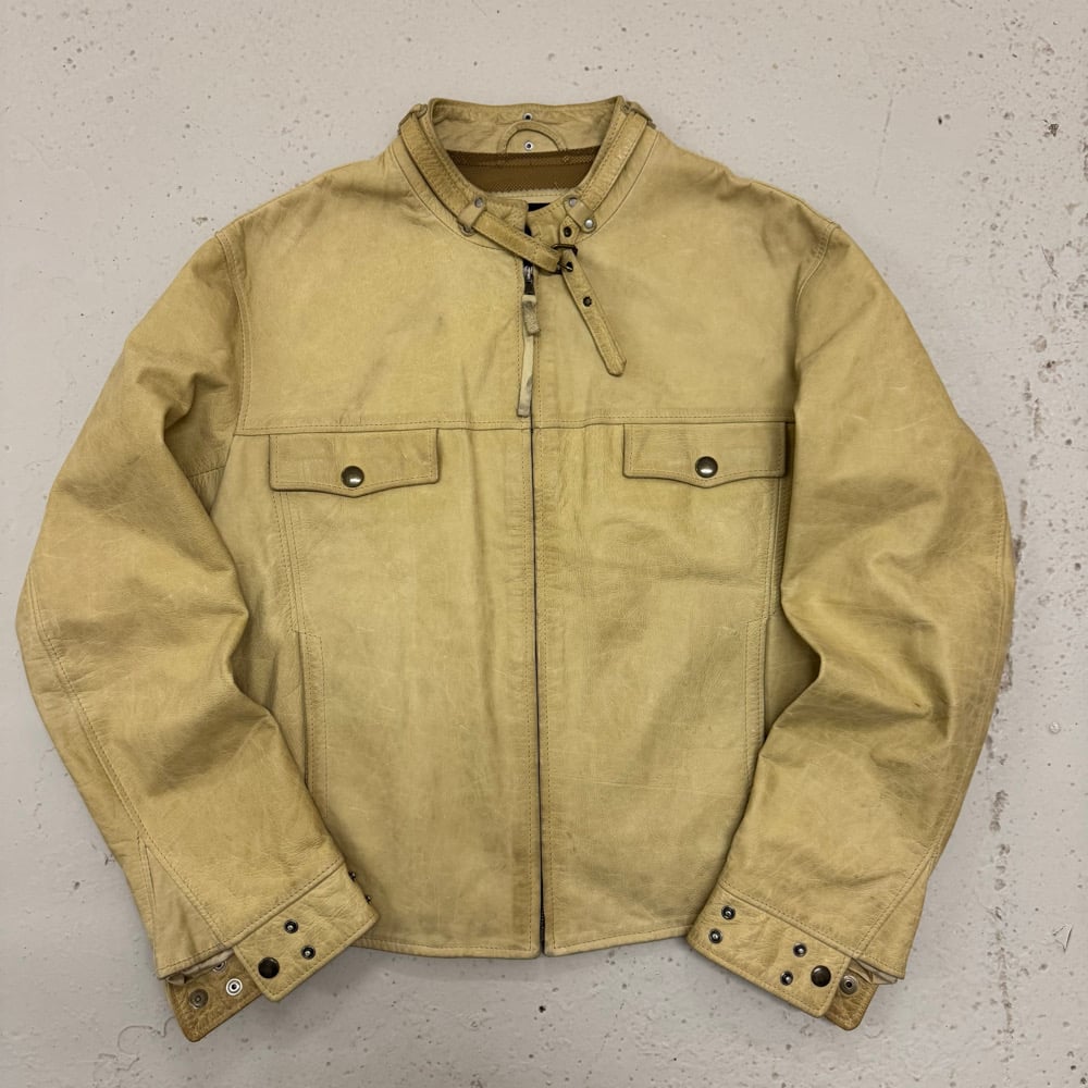 Image of 2000s Armani Jeans Cropped Leather Jacket, Size Small