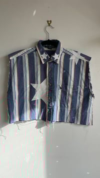 Image 1 of L- cropped white star button-up 