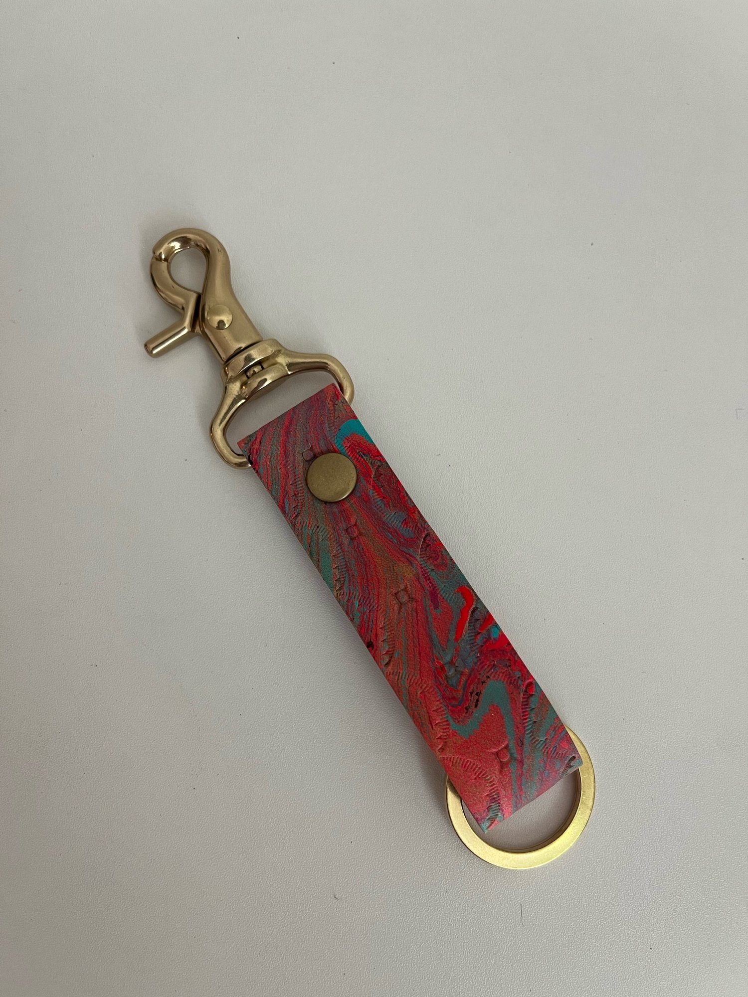 Image of Neon Pink/Turquoise Marbled Long Keychain