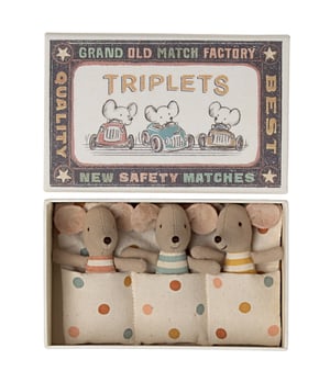Image of Maileg - Mice Triplets Baby in Matchbox
