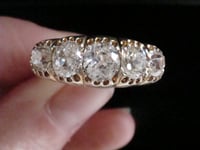 Image 2 of Early Victorian 18ct yellow gold old cut diamond 2.60-2.80ct 5 stone ring