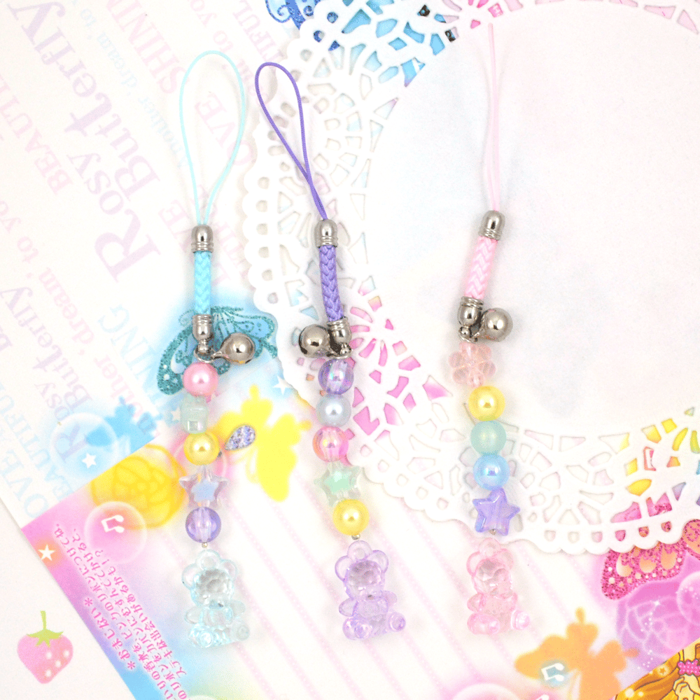 Pastel Bear Charm: Beaded Drop
