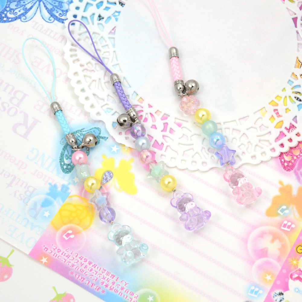 Pastel Bear Charm: Beaded Drop