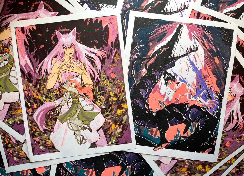 Image of Kurama and Hiei Risographs