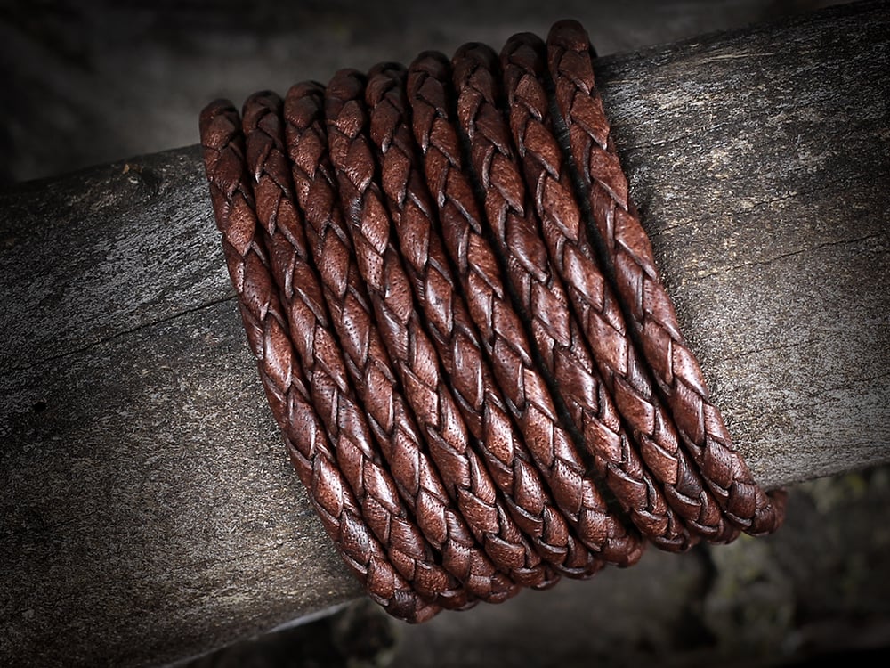 Mahogany Braided Leather Bolo Cord Necklace