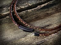 Image 4 of Vintage Brown Braided Leather Bolo Cord Necklace