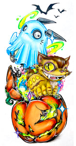 Image of "Spooky Totoro and Catbus" Original Painting