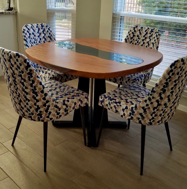 Angelim Pedra and Blue Glass Dining Table