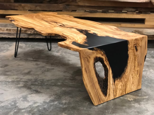 Olive Black Epoxy Waterfall Coffee Table