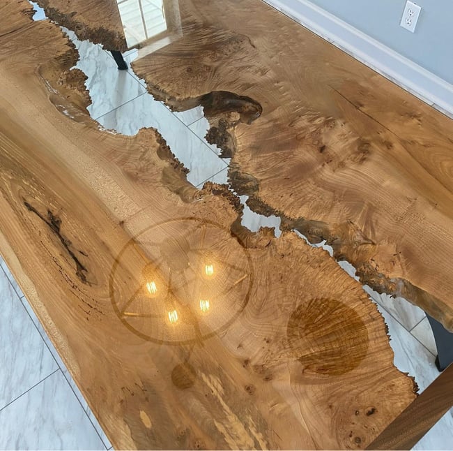 Big Leaf Maple, Walnut, and Glass Dining Table