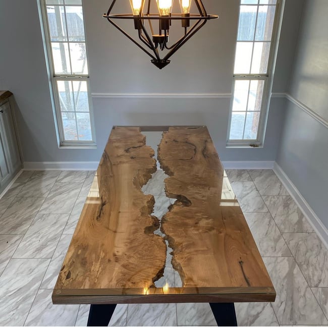Big Leaf Maple, Walnut, and Glass Dining Table