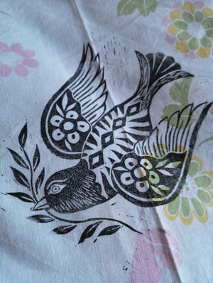 FREE BIRD linogravure sur tissu