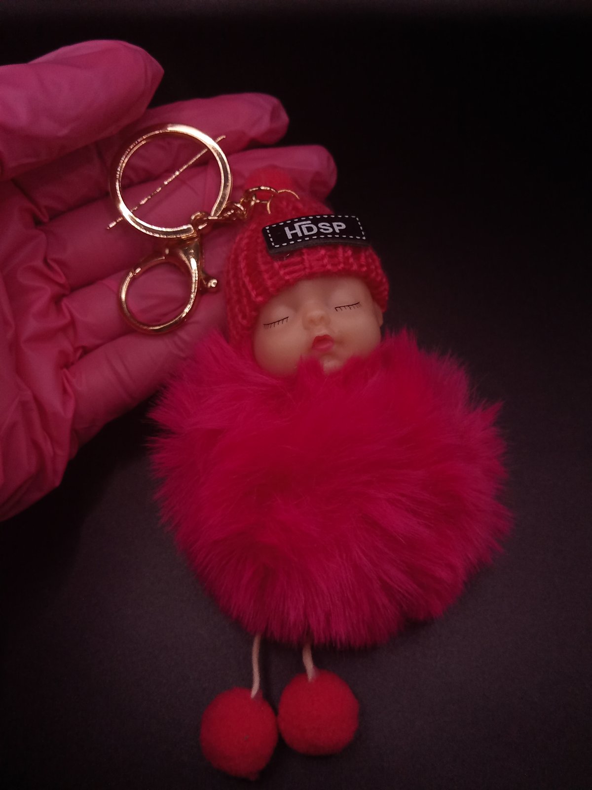 Light pink pom hot sale pom keychain