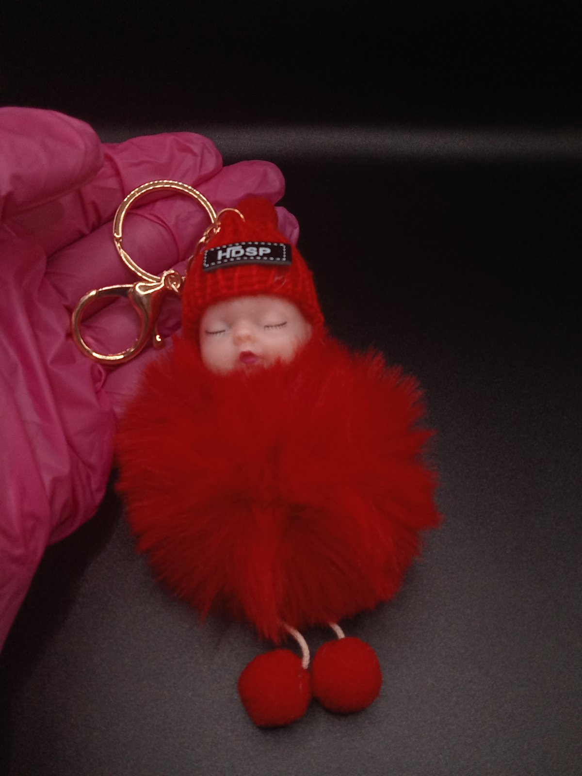 Red fluffy sale keyring