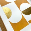 Rei Picture in Mustard and Gold (Stencilled Art, Modern Art, Minimalist Art, Geometric Art, Wall Art