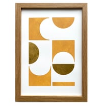 Image 1 of Rei Picture in Mustard and Gold (Stencilled Art, Modern Art, Minimalist Art, Geometric Art, Wall Art