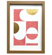Image 1 of Rei Picture in Salmon Pink and Gold (Stencilled Art, Modern Art, Minimalist Art, Geometric Art, Wall