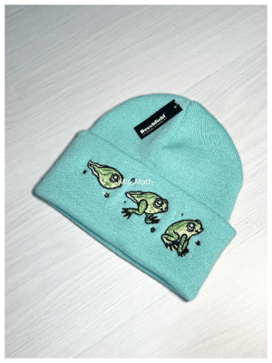 Frog life cycle beanie - mint green 