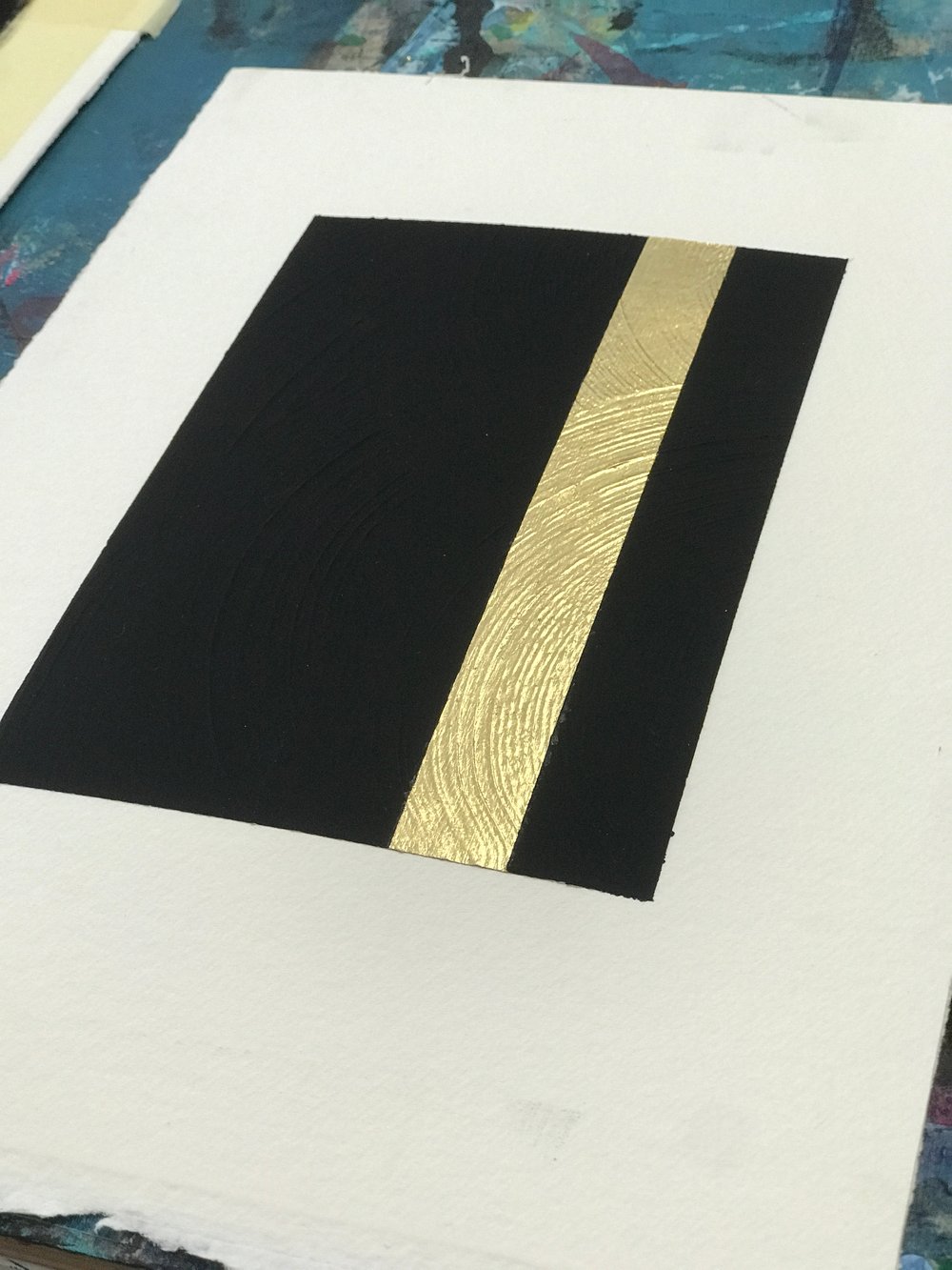 Image of Making visible the invisible study - acrylic and gold on 640 gsm 100% cotton fabriano paper