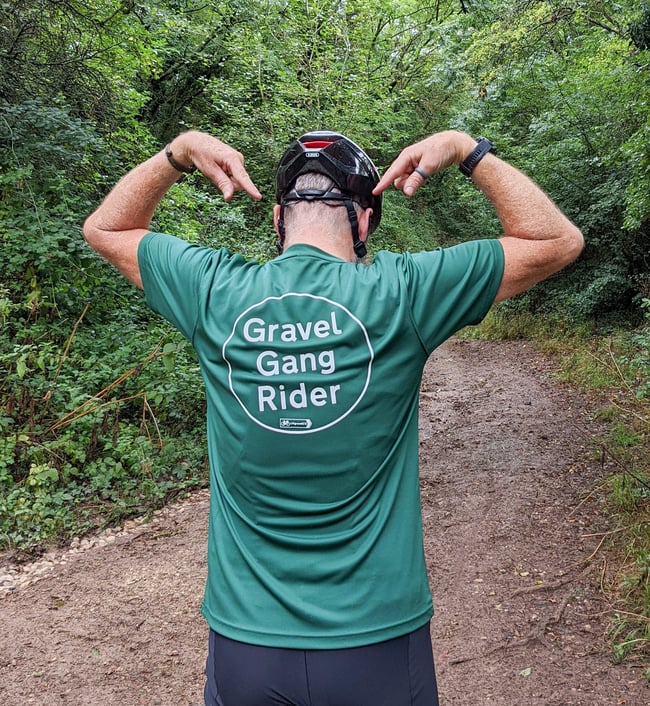 UKgravelCO Gravel Gang Technical T Shirt in "bottle green"