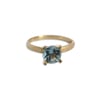 Blue Topaz Engagement Ring Solid 14k Yellow Gold