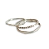 All Three Silver Stackable Rings, Sterling Silver, Rope, Birch, Hiking Hills and Valleys