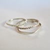All Three Silver Stackable Rings, Sterling Silver, Rope, Birch, Hiking Hills and Valleys