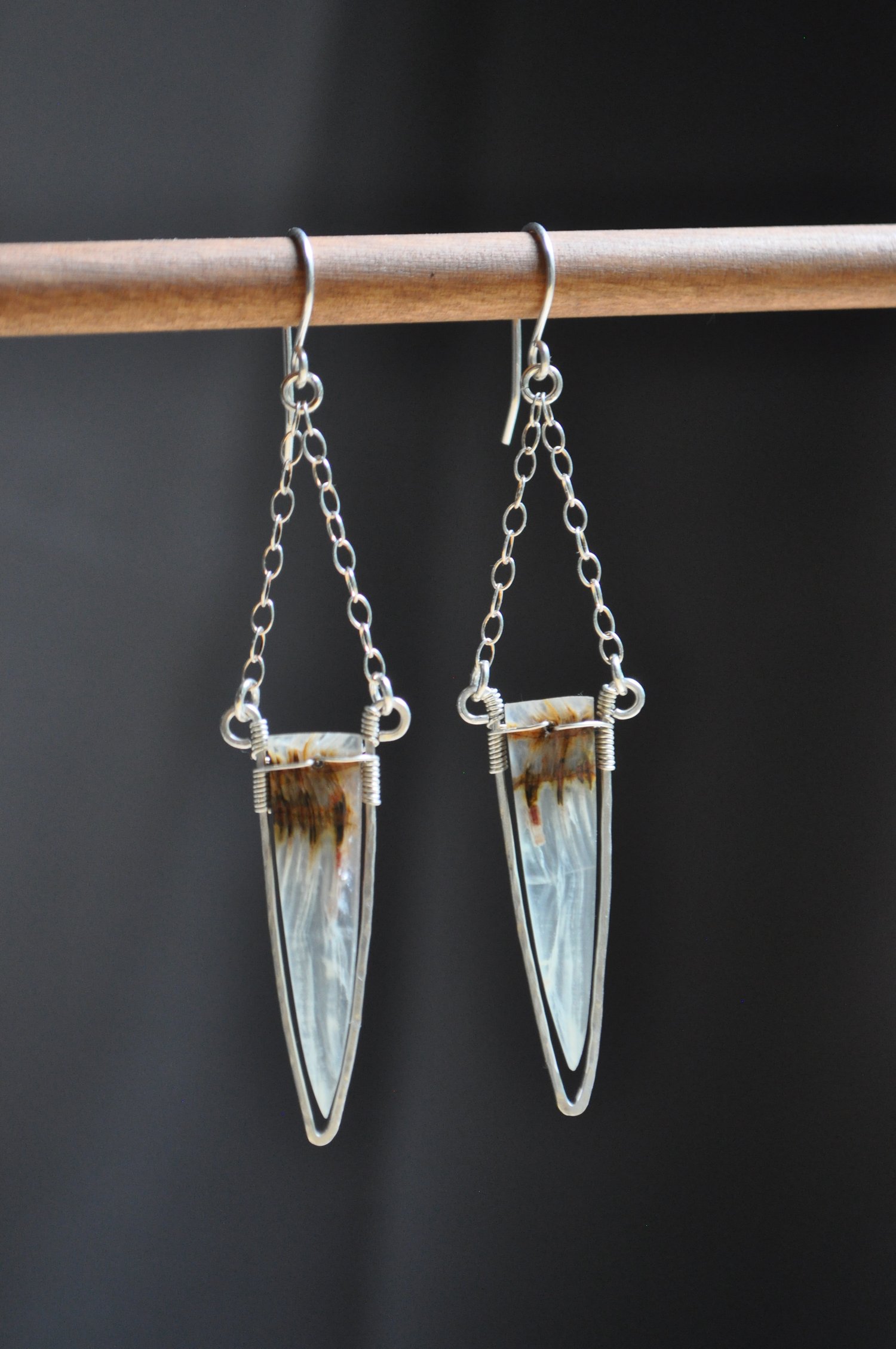 Image of OOAK Blue Calcite Spike Dangles in Sterling Silver